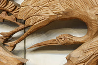 優雅な鶴の姿を松の木に添えた深彫り彫刻中型欄間 EZ2858abcd 在庫(a:1 b:1 c:1 d:1)枚