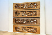 優雅な鶴の姿を松の木に添えた深彫り彫刻中型欄間 EZ2858abcd 在庫(a:1 b:1 c:1 d:1)枚