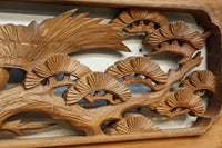 優雅な鶴の姿を松の木に添えた深彫り彫刻中型欄間 EZ2858abcd 在庫(a:1 b:1 c:1 d:1)枚