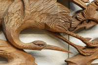 優雅な鶴の姿を松の木に添えた深彫り彫刻中型欄間 EZ2858abcd 在庫(a:1 b:1 c:1 d:1)枚