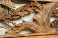 優雅な鶴の姿を松の木に添えた深彫り彫刻中型欄間 EZ2858abcd 在庫(a:1 b:1 c:1 d:1)枚