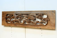 優雅な鶴の姿を松の木に添えた深彫り彫刻中型欄間 EZ2858abcd 在庫(a:1 b:1 c:1 d:1)枚