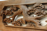 優雅な鶴の姿を松の木に添えた深彫り彫刻中型欄間 EZ2858abcd 在庫(a:1 b:1 c:1 d:1)枚