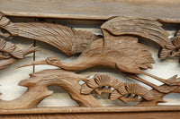 優雅な鶴の姿を松の木に添えた深彫り彫刻中型欄間 EZ2858abcd 在庫(a:1 b:1 c:1 d:1)枚