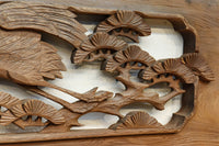 優雅な鶴の姿を松の木に添えた深彫り彫刻中型欄間 EZ2858abcd 在庫(a:1 b:1 c:1 d:1)枚