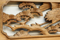 優雅な鶴の姿を松の木に添えた深彫り彫刻中型欄間 EZ2858abcd 在庫(a:1 b:1 c:1 d:1)枚