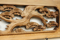 優雅な鶴の姿を松の木に添えた深彫り彫刻中型欄間 EZ2858abcd 在庫(a:1 b:1 c:1 d:1)枚