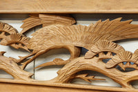 優雅な鶴の姿を松の木に添えた深彫り彫刻中型欄間 EZ2858abcd 在庫(a:1 b:1 c:1 d:1)枚