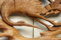 優雅な鶴の姿を松の木に添えた深彫り彫刻中型欄間 EZ2858abcd 在庫(a:1 b:1 c:1 d:1)枚