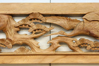 優雅な鶴の姿を松の木に添えた深彫り彫刻中型欄間 EZ2858abcd 在庫(a:1 b:1 c:1 d:1)枚