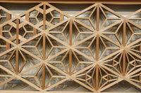 木地色のアレンジ組子装飾が映える小型欄間 EZ2860 在庫4枚