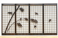 竹雀装飾を施した落ち着いた眺めの書院セット EZ2865 在庫4枚一組