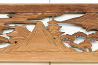 穏やかな風景が広がる彫刻欄間素材 EZ2877 在庫1枚