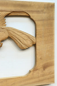 勇ましい鷹と松の縁起の良い絵柄が風格を感じさせる彫刻欄間素材 EZ2883 在庫1枚