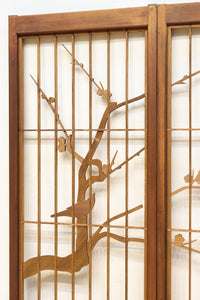 梅の木に鶯が羽を休める風景を描いた書院セット EZ2889 在庫2枚一組