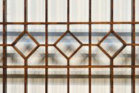 両端の組子細工と幾何学帯装飾で和モダンな面持ちの欄間 EZ2921 在庫1枚