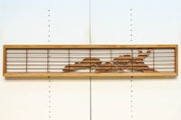 縁起の良い松の彫刻と格子を合わせた彫刻欄間 EZ2925 在庫1枚