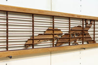 縁起の良い松の彫刻と格子を合わせた彫刻欄間 EZ2925 在庫1枚