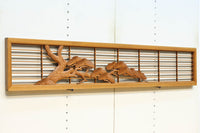 縁起の良い松の彫刻と格子を合わせた彫刻欄間 EZ2925 在庫1枚