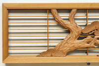 縁起の良い松の彫刻と格子を合わせた彫刻欄間 EZ2925 在庫1枚