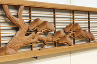 縁起の良い松の彫刻と格子を合わせた彫刻欄間 EZ2925 在庫1枚