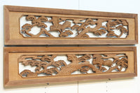 鶴と松を繊細に彫り描いて雅な面持ちある彫刻欄間 EZ2934ab 在庫(a:1 b:1)枚