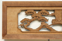 鶴と松を繊細に彫り描いて雅な面持ちある彫刻欄間 EZ2934ab 在庫(a:1 b:1)枚