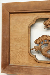 鶴と松を繊細に彫り描いて雅な面持ちある彫刻欄間 EZ2934ab 在庫(a:1 b:1)枚