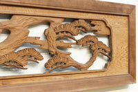 鶴と松を繊細に彫り描いて雅な面持ちある彫刻欄間 EZ2934ab 在庫(a:1 b:1)枚