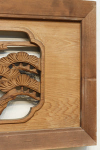 鶴と松を繊細に彫り描いて雅な面持ちある彫刻欄間 EZ2934ab 在庫(a:1 b:1)枚