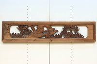 勇壮な鷹と松の絵柄が風格を感じさせる彫刻欄間 EZ2935ab 在庫(a:1 b:1)枚