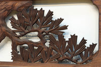 勇壮な鷹と松の絵柄が風格を感じさせる彫刻欄間 EZ2935ab 在庫(a:1 b:1)枚