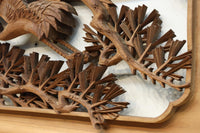 見事な枝ぶりの松と飛翔する鶴の美しい姿を描いた彫刻欄間 EZ2937 在庫1枚