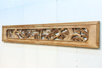 幅2510ミリ!! 縁起物の松竹梅を大らかに描いた長尺彫刻欄間 EZ2938