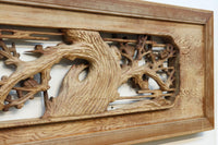 幅2510ミリ!! 縁起物の松竹梅を大らかに描いた長尺彫刻欄間 EZ2938