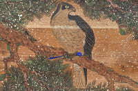 眼光鋭い鷹が松の木に佇む風景を描いた上質感漂う板絵欄間 EZ3107ab 在庫2枚一組