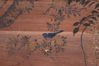 眼光鋭い鷹が松の木に佇む風景を描いた上質感漂う板絵欄間 EZ3107ab 在庫2枚一組