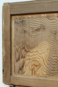 古色の味わいで牡丹と鶏を描いた雅な板絵小型建具セット EZ3128ab 在庫2枚1組