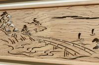 橋のかかった落ち着いた風景を丁寧に描いた透かし欄間 EZ3217ab 在庫(a:1 b:1)枚