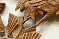 松の木周辺で戯れる鶴の姿を描いた深彫彫刻欄間 EZ3223 在庫(a:1 b:1)枚