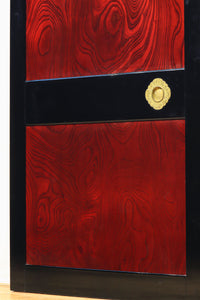 幅895ミリ 激しくうねる極上欅杢目と漆の雅さが見事な金沢板戸 F8125b 在庫2枚