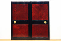 幅895ミリ 激しくうねる極上欅杢目と漆の雅さが見事な金沢板戸 F8125b 在庫2枚