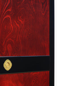 幅895ミリ 激しくうねる極上欅杢目と漆の雅さが見事な金沢板戸 F8125b 在庫2枚