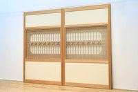 幅1123ミリ 幅広!! モダンな襖づくりのガラス入り襖戸セット F8132b 2枚一組