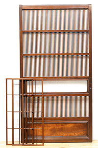 幅922ミリ 上質な欅杢目が美しい大阪格子戸 F8243 在庫1枚