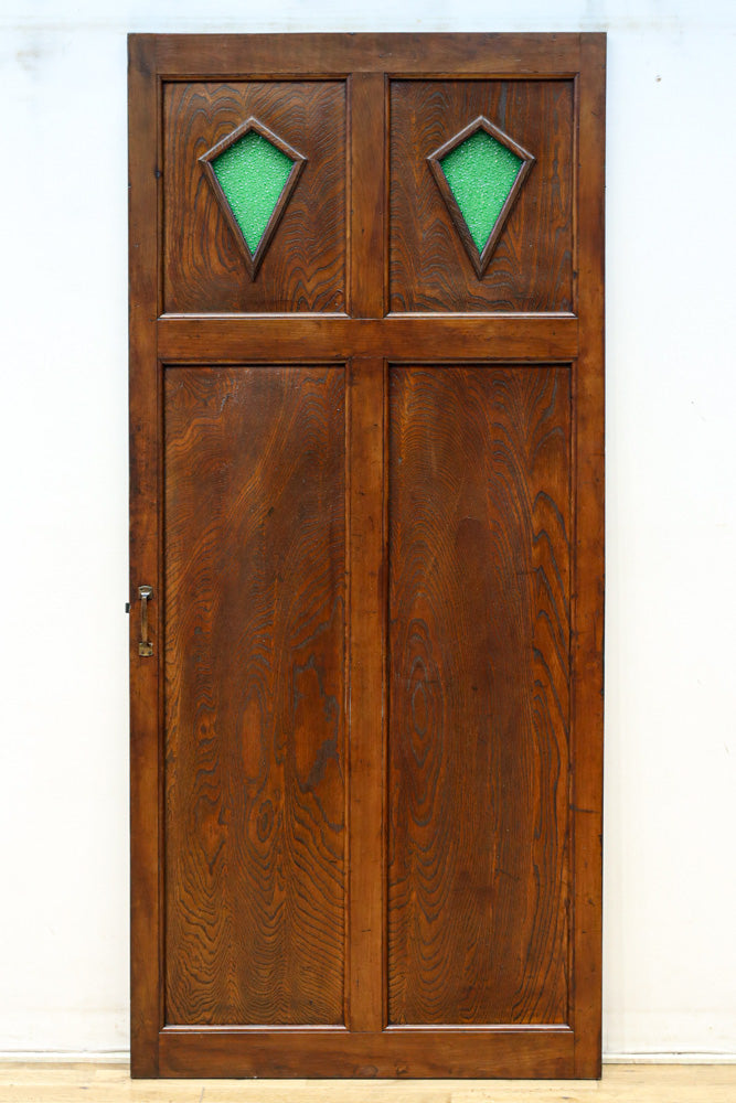 幅782ミリ 大正浪漫‼ ダイヤ型の小窓から格調溢れるオーク材の色ガラス