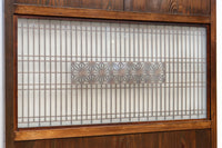 幅938ミリ 縦繁と角麻装飾で格調あるスリガラス入り透かし板戸 F8403 在庫1枚