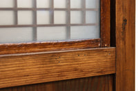 幅938ミリ 縦繁と角麻装飾で格調あるスリガラス入り透かし板戸 F8403 在庫1枚