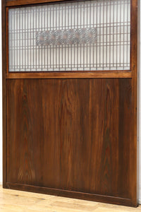 幅938ミリ 縦繁と角麻装飾で格調あるスリガラス入り透かし板戸 F8403 在庫1枚