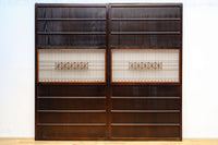 幅938ミリ 縦繁と角麻装飾で格調あるスリガラス入り透かし板戸 F8403 在庫1枚